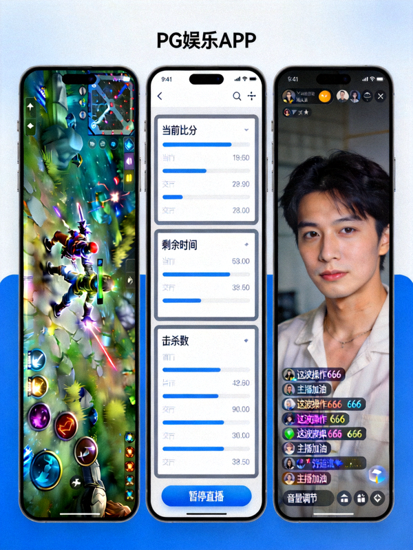 PG娱乐APP赛事直播界面截图，展示高清游戏画面、实时数据面板与弹幕互动区域